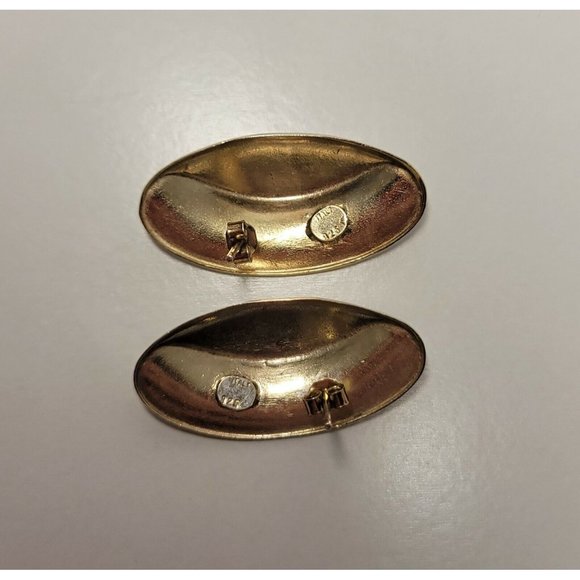 Vintage Sterling Silver Oval Italian 925 Etched Wheat Floral Post Earrings - Picture 4 of 6